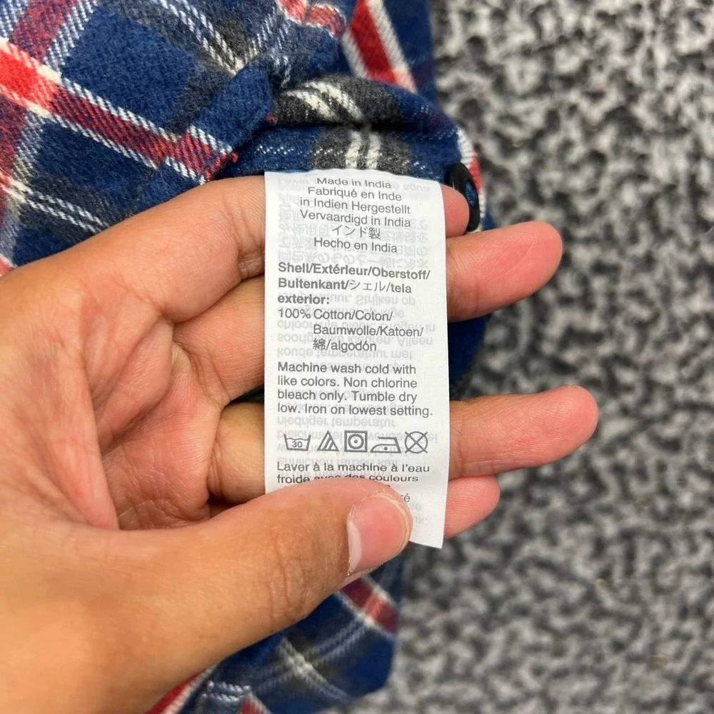 J. Crew Button Up Shirt Men Medium Blue Red Plaid Cotton Flannel M